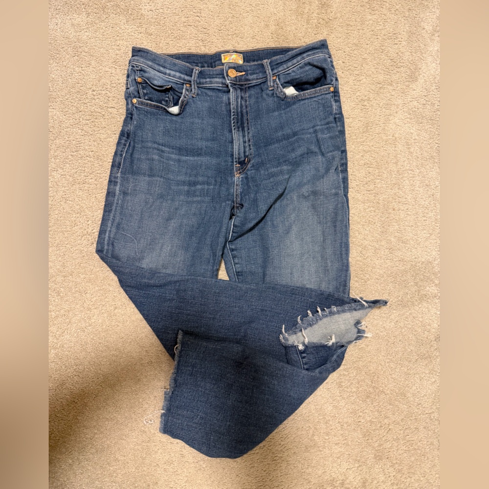 Mother The Insider Step Fray Girl Crush Blue Jeans - Size 31